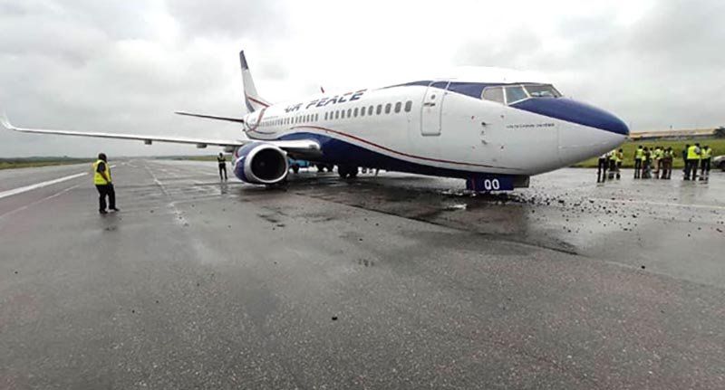 Air Peace aircraft makes hard landing at Lagos Airport