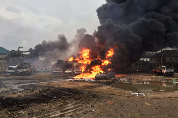 Raging pipeline fire at Ijegun, in Lagos