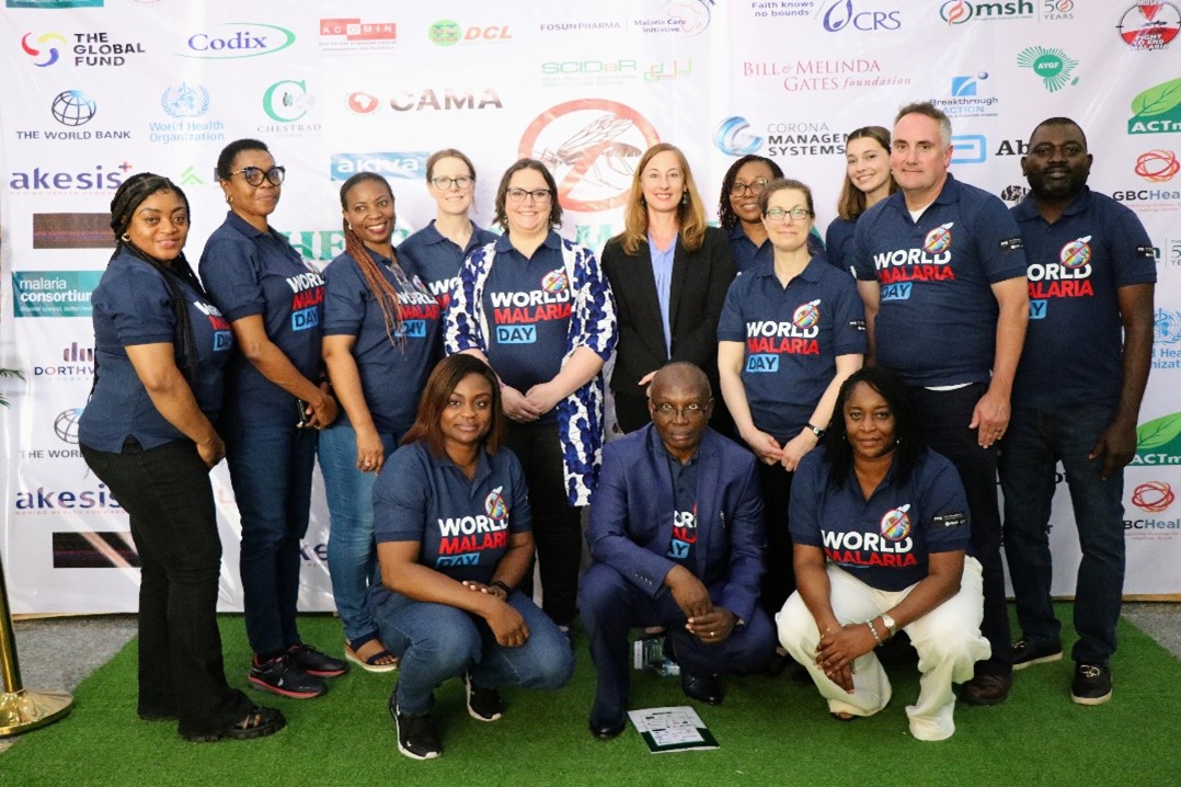 USAID/Nigeria Deputy Mission Director Sara Werth in the middle flanked by USAID Staff during the 2024 World Malaria Day in Abuja..recently