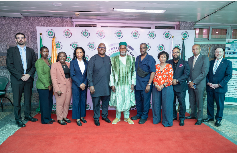 During a courtesy visit to the minister on Wednesday, Hon. Minister of Foreign Affairs, Ambassador Yusuf Maitama Tuggar flanked by members of the U.S. President's Advisory Council on African Diaspora Engagement (PAC-ADE)